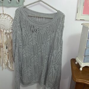 Light gray crochet top Women's Sweater